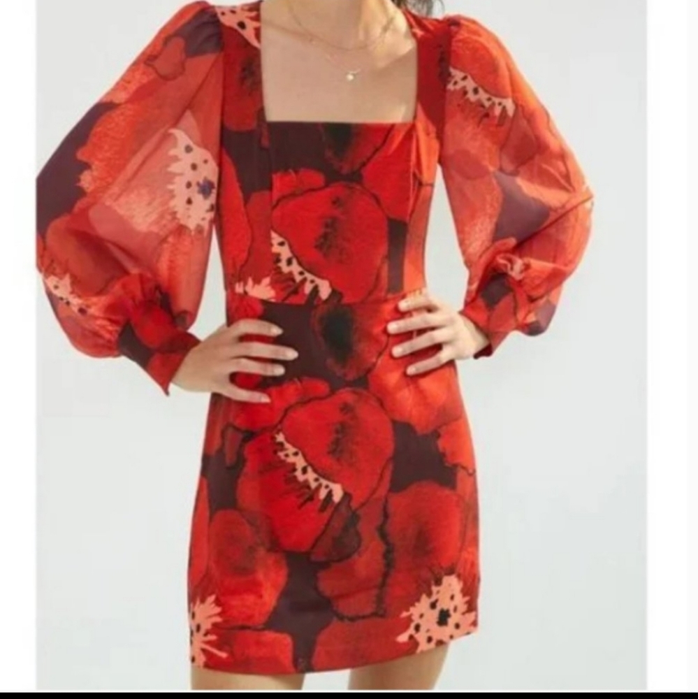 Anthropologie Hutch Poppy Puff Sleeve Mini Dress